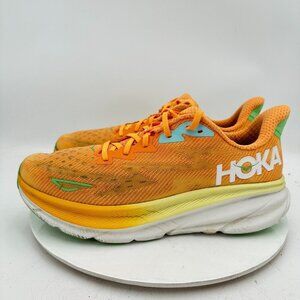 Hoka One One Clifton 9 Men Sz 12D 1127895-SRSH Solar Flare Sherbert Orange Shoes